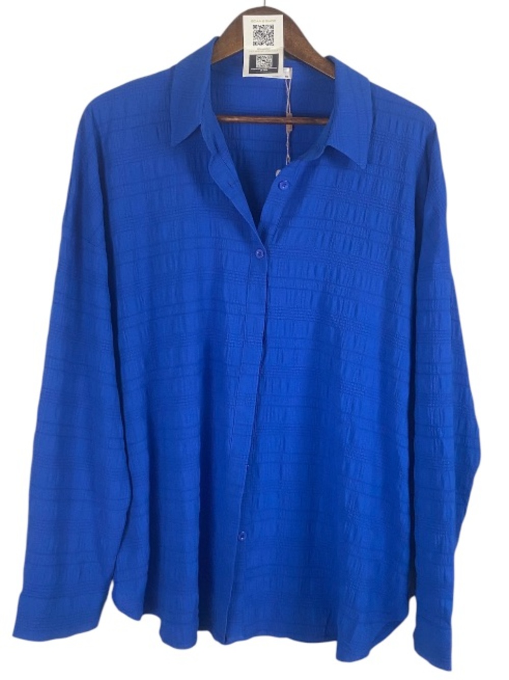 Hot Touch Brand Bright Blue Button-Up Shirt Wms XXL #0203
